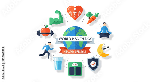 World Health Day promoting healthy lifestyle with exercise and nutrition