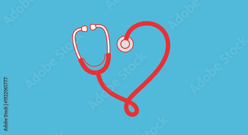 Stethoscope forming heart shape symbolizing healthcare love