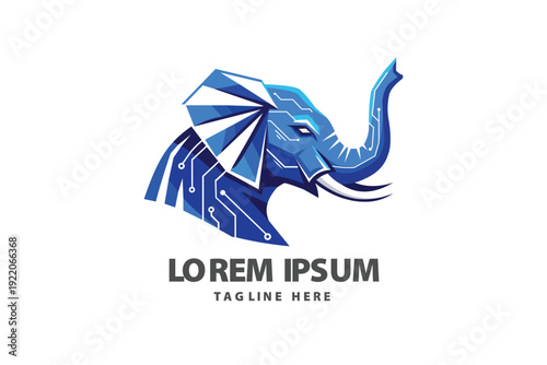 Blue Elephant Head Mascot Design