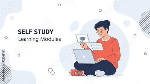 Young Person Learning Online with Laptop and Tablet