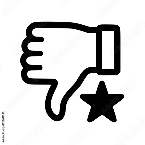 Thumbs down icon with star symbolizing dislike or disapproval
