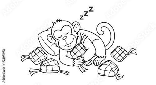 Sleeping Monkey with Wrapped Candies for Snack Time