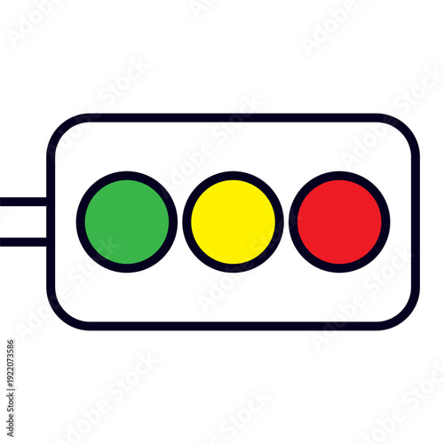 Illustration showing a colored traffic light icon with a black outline on a white background.