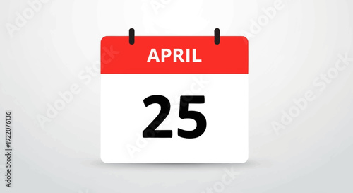 Calendar Page Showing April 25 Date.