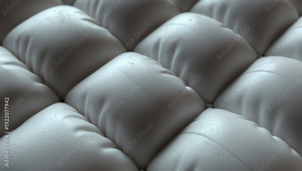 Naklejka premium Close up view of quilted white leather upholstery with subtle texture and shadows