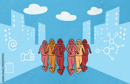 Business women in unison