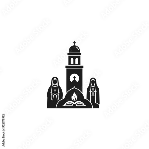 Church Icon with Clergy and Book