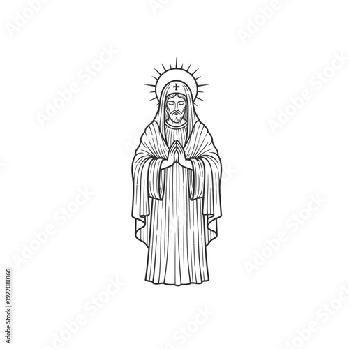Praying Virgin Mary Illustration