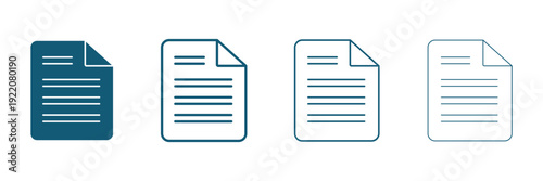 Document Symbol Set. Document vector icons isolated design. Paper document page icon. Edit document symbol, logo illustration. Flat style icons set. Paper documents icons. Line sumbol. File icon. 