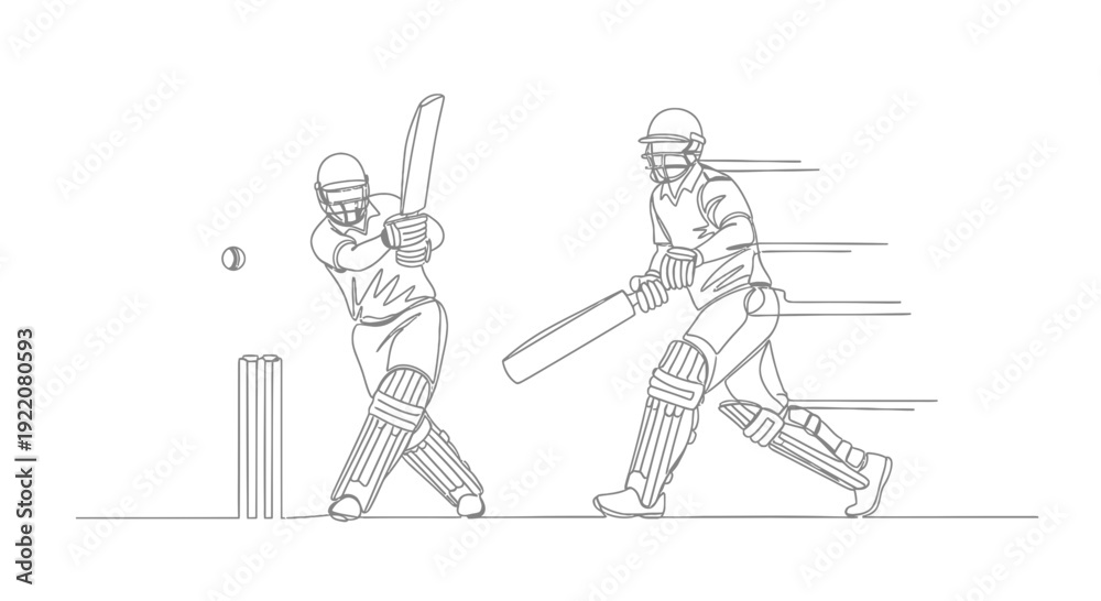 Fototapeta premium Cricket Players in Action