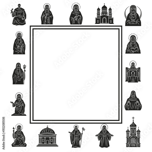 Orthodox Saints Frame vector illustration