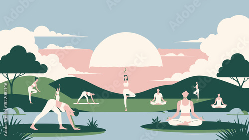 Serene Yoga Practice by the Lake