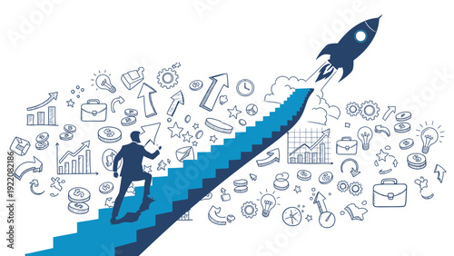 Business Success Stairway to Launch
