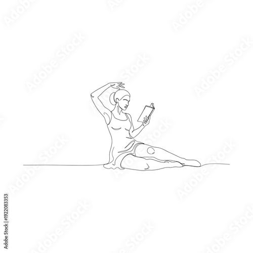 Woman relaxing with book in peaceful reading nook setting