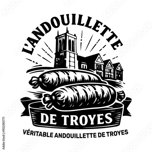 Emblème artisanal Andouillette de Troyes – Design rétro terroir français