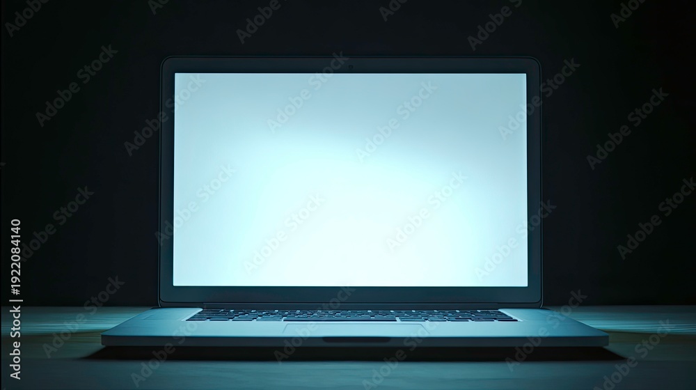 Fototapeta premium Modern Laptop Computer Screen Glowing Brightly