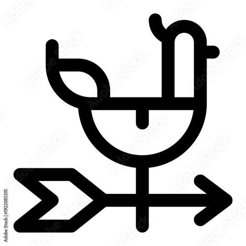 Outline weathervane icon with bird and arrow. Perfect for weather apps, forecasts, and navigation.