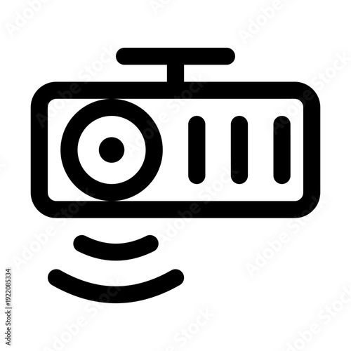 Vector illustration of a dashcam or car camera icon, representing vehicle security and recording technology.