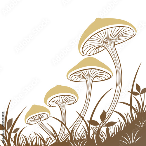 Minimalist Mushroom Growth Illustration.