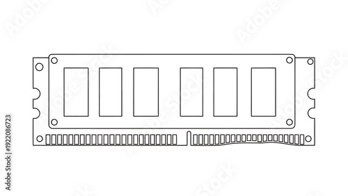 Close-up of a high-density memory module (DIMM) featuring gold contacts and a PCB edge.