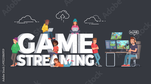 Diverse Youth Engaged in Live Game Streaming and Online Gaming. Young Men and Women Creating and Consuming Digital Entertainment Content.