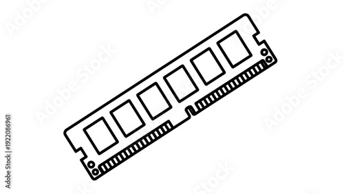 RAM memory module with connector pins and circuit board for computer upgrade and hardware enhancement.