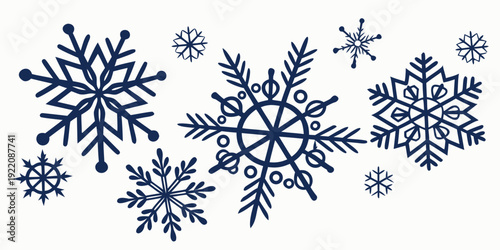 A beautiful collection of intricate snowflakes in various shapes and sizes