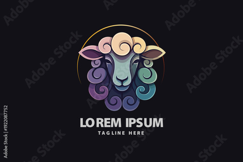 Sheep Ram Mascot Circular Badge