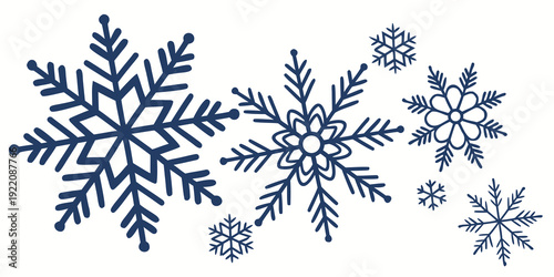 A beautiful illustration of various snowflakes in different shapes and sizes