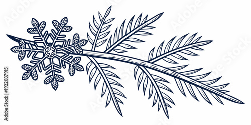 Intricate snowflakes and branches create a delicate winter wonderland scene