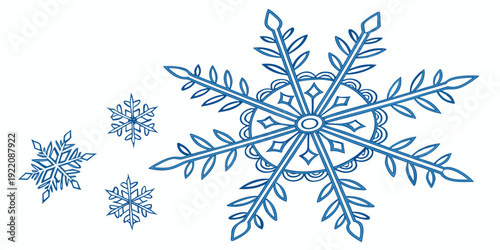 A beautiful illustration of a large snowflake surrounded by smaller snowflakes