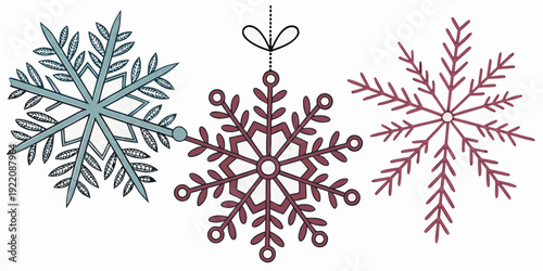 Vibrant and intricate snowflakes in shades of pink, purple, and blue