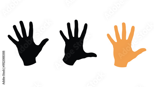 Three hands in different colors making a gesture isolated on white background, Vector