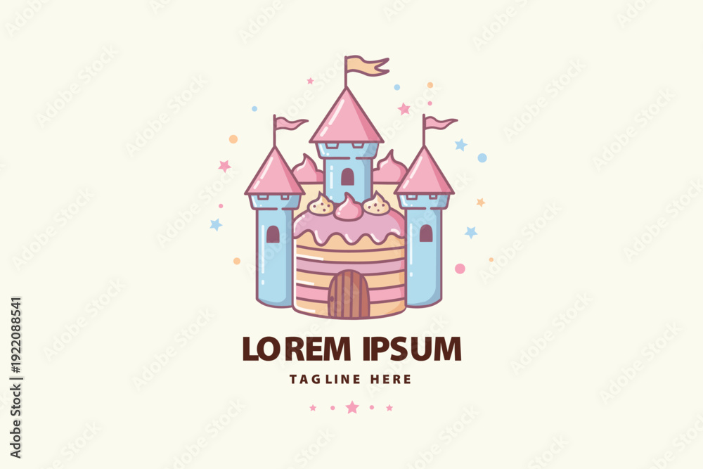Fototapeta premium Pink Princess Fairy Tale Castle Logo