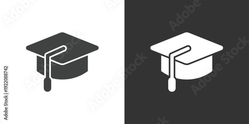 Graduation Cap icon. Solid glyph series icon