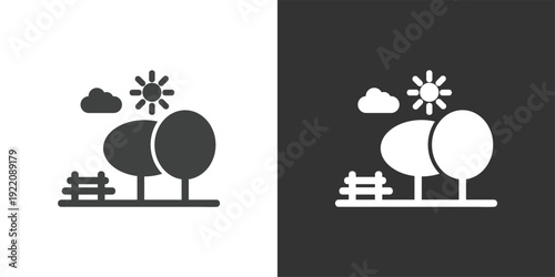 City Park Landscape icon. Solid glyph series icon