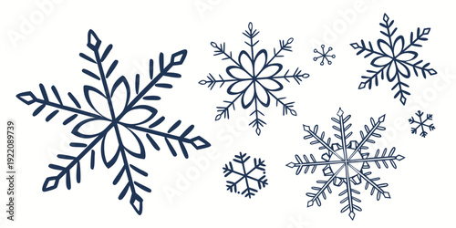 A collection of intricately designed snowflakes in black and white