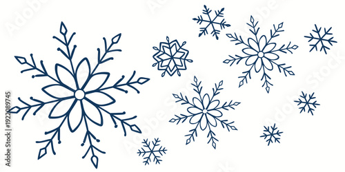 A collection of intricate and delicate snowflakes in various shapes and sizes