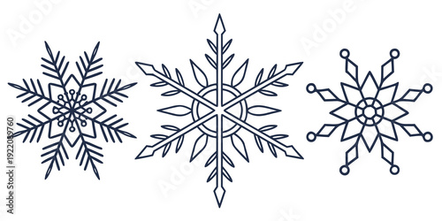 Intricate snowflakes with unique patterns and delicate lines