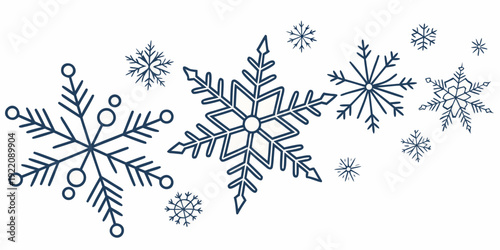 A beautiful collection of intricate snowflakes in various shapes and sizes.