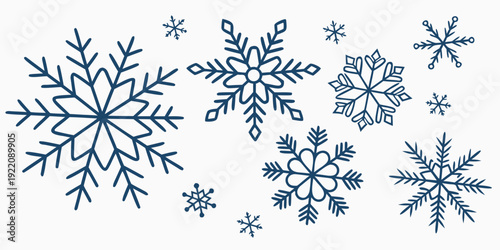 A collection of intricately designed snowflakes in various shapes and sizes