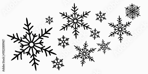 A beautiful collection of intricate snowflakes in various shapes and sizes