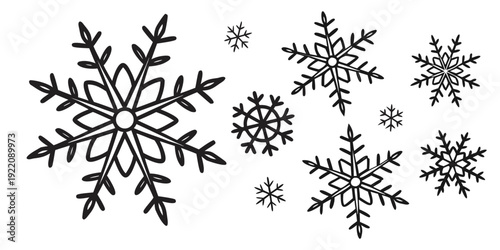 A collection of intricately designed snowflakes in various shapes and sizes.