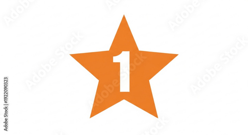 Vibrant orange star with number one symbol