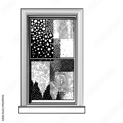 Peeking through the patterned window: a monochrome world of textures and shapes awaits your artistic eye today