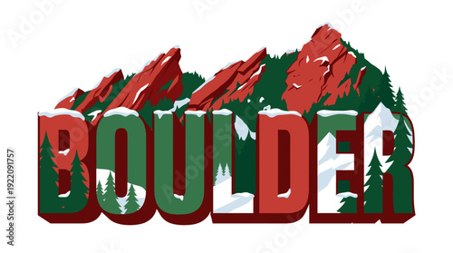 Boulder Colorado Flatirons mountain landscape vector illustration