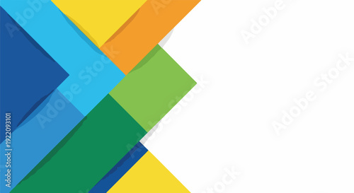 Colorful abstract design with angled, overlapping geometric shapes