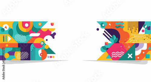 Colorful abstract design with geometric shapes and dynamic composition