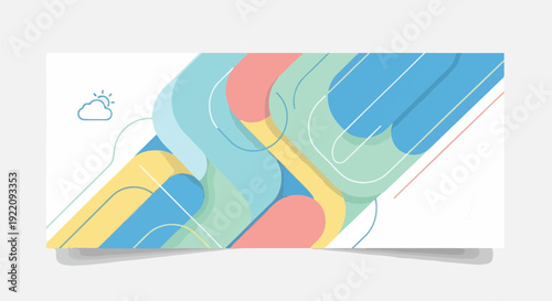 Colorful abstract design with rounded shapes and lines
