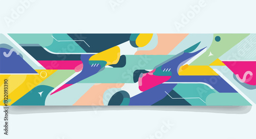 Colorful abstract design with shapes and shades